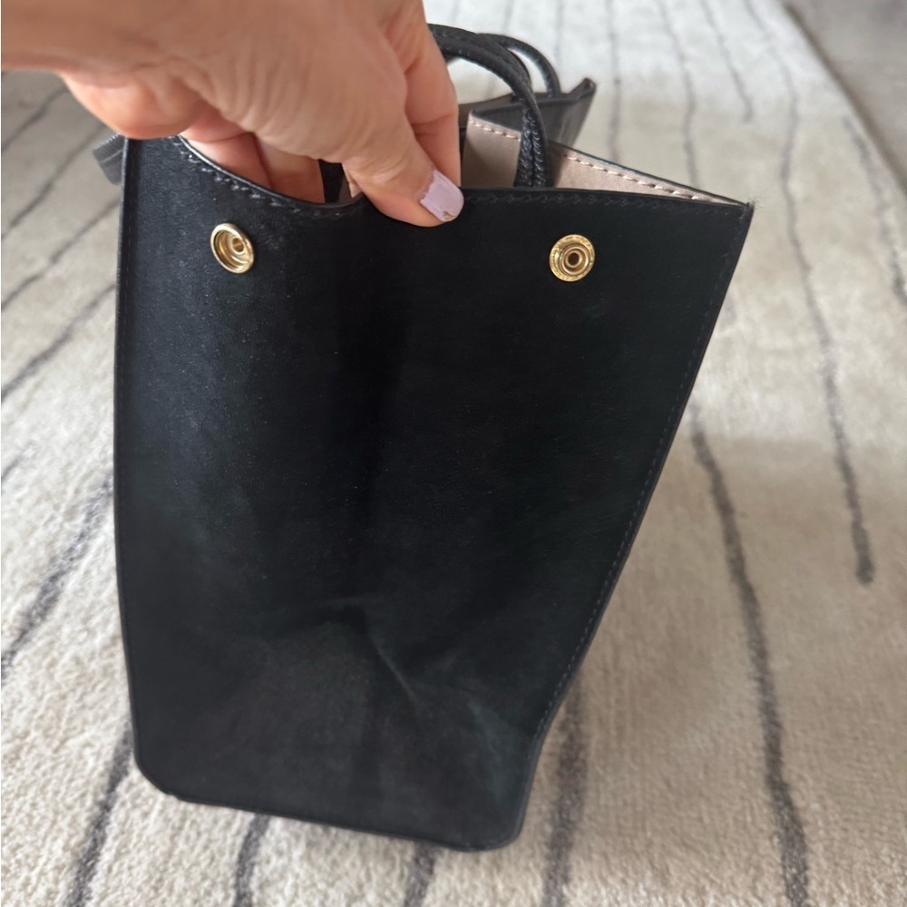 Banana Republic Black leather and suede Tote with Gold Accents - Picture 2 of 5